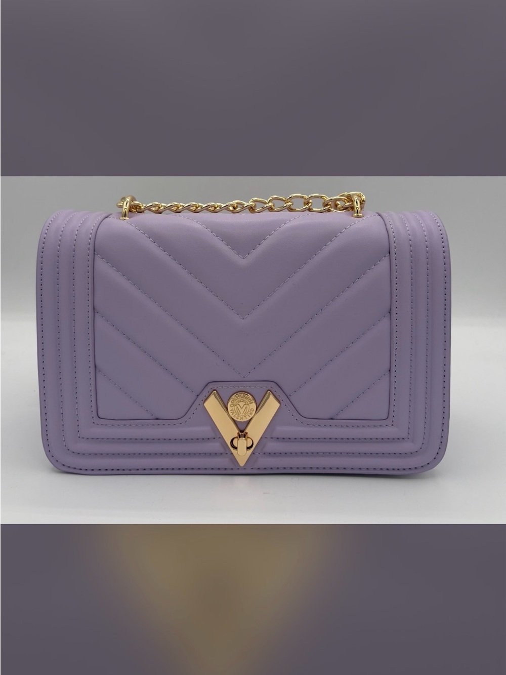 NWT Valentino Orlandi Lavender Quilted Crossbody with Gold Chain